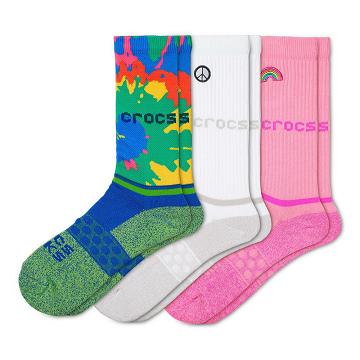 Crocs Adult Crew Graphic 3-Pack Women's Socks Pink | Australia 1638MQZA